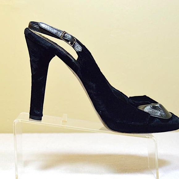 ?Velour Open Toe Sling Back Platform Pumps ??
